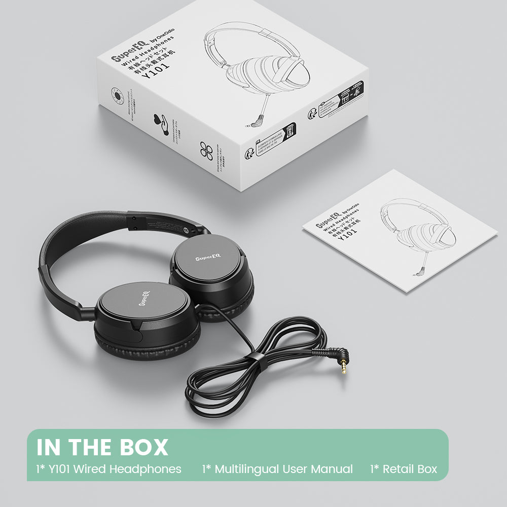 SuperEQ Y101 Wired Ultra-light Headset Stereo 3.5mm AUX Music  40mm Drivers for MP3/Computer/phone