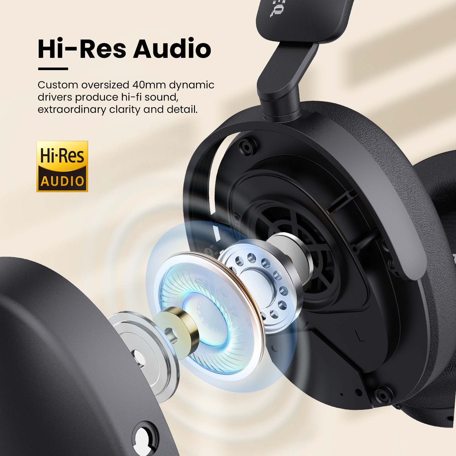 SuperEQ A200 Over Ear Headset Hybrid Active Noise Canceling Hi-Res Audio 6-Mic AI ENC
