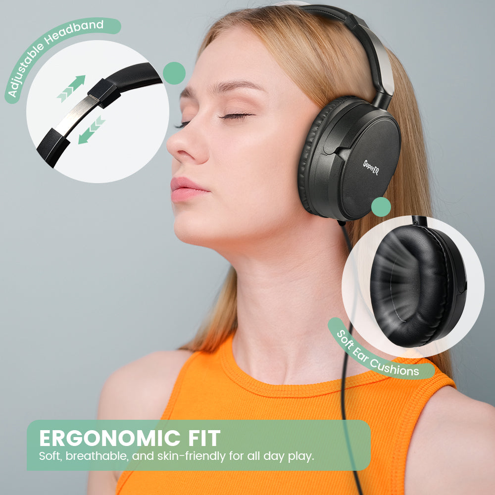 SuperEQ Y101 Wired Ultra-light Headset Stereo 3.5mm AUX Music  40mm Drivers for MP3/Computer/phone