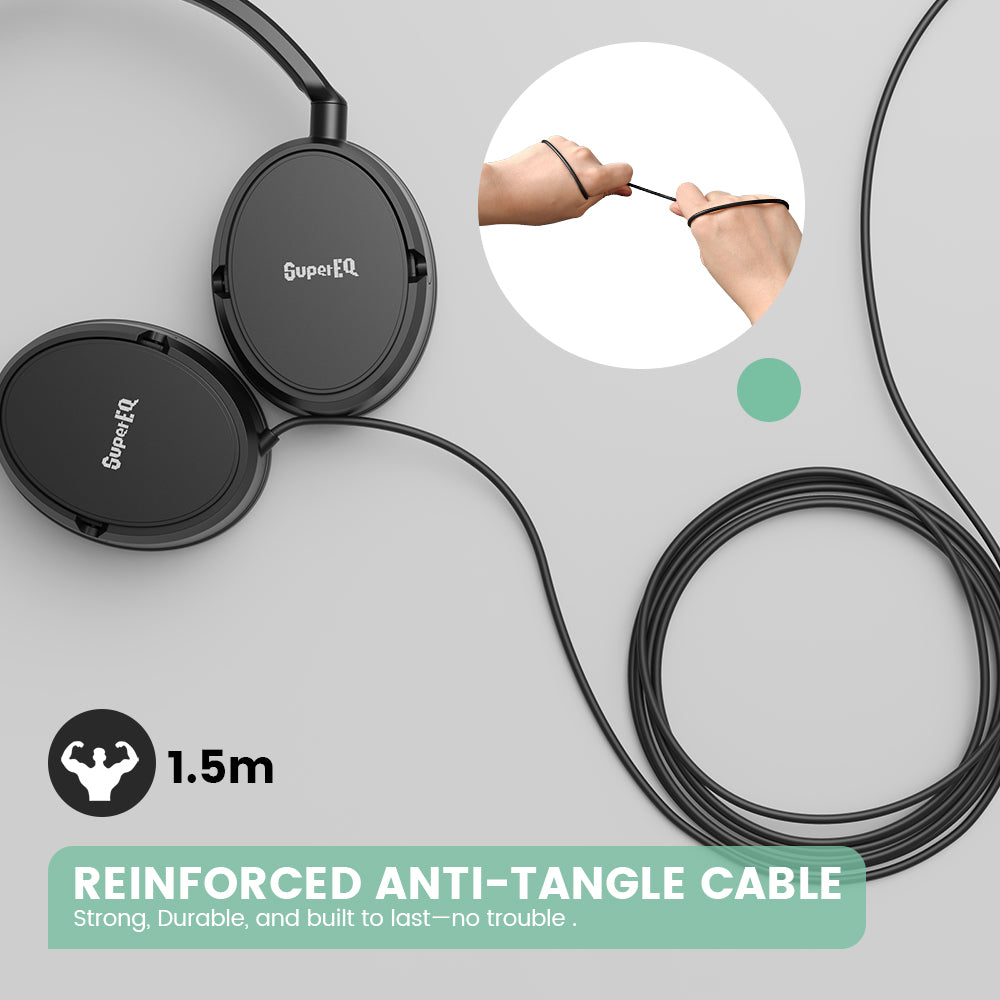 SuperEQ Y101 Wired Ultra-light Headset Stereo 3.5mm AUX Music  40mm Drivers for MP3/Computer/phone