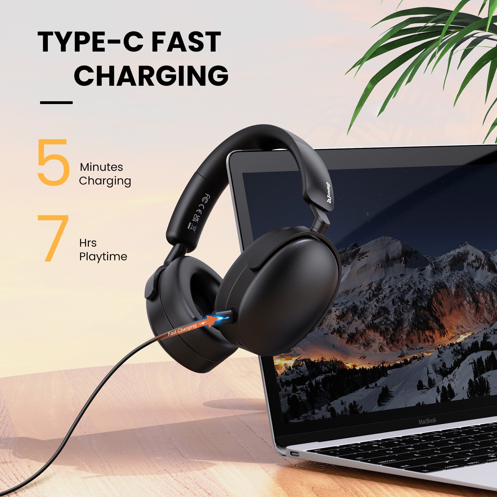 SuperEQ A200 Over Ear Headset Hybrid Active Noise Canceling Hi-Res Audio 6-Mic AI ENC