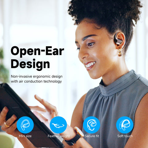 SuperEQ T44 Open Ear Earphones Wireless Bluetooth 5.3 Air Conduction  With 4 ENC Mic Bass OWS