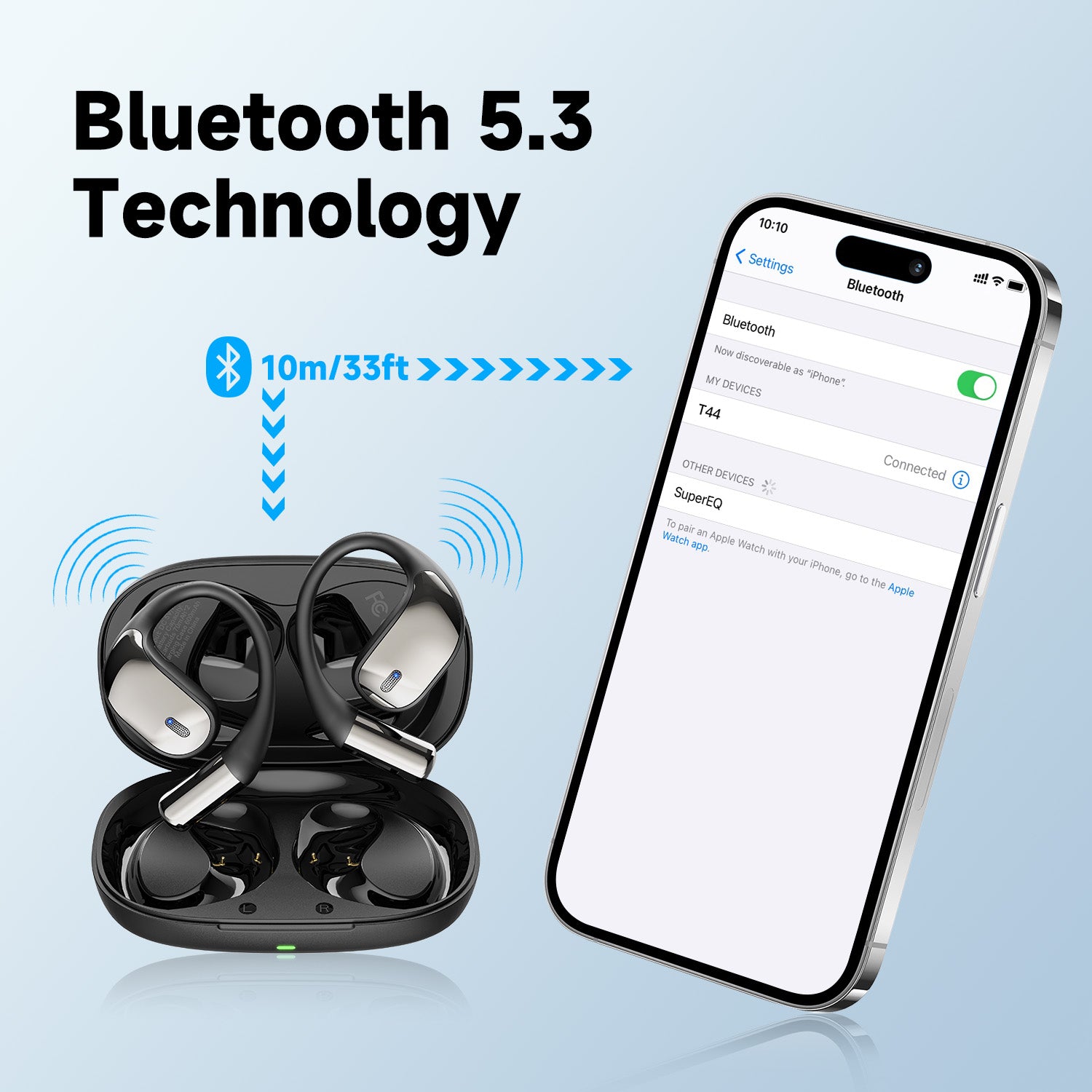 SuperEQ T44 Open Ear Earphones Wireless Bluetooth 5.3 Air Conduction  With 4 ENC Mic Bass OWS