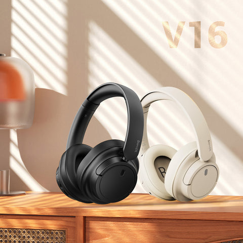 SuperEQ V16 Hi-Res Over Ear Headset Bluetooth 5.3  With Mic Bass/Pop Mode Foldable