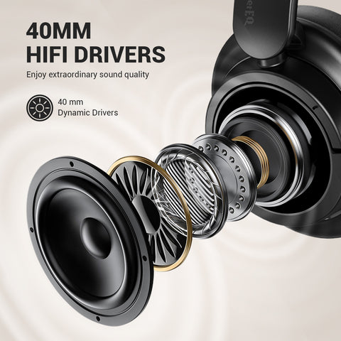SuperEQ V16 Hi-Res Over Ear Headset Bluetooth 5.3  With Mic Bass/Pop Mode Foldable