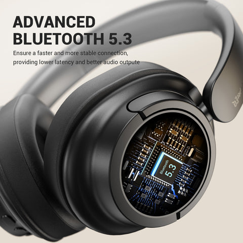 SuperEQ V16 Hi-Res Over Ear Headset Bluetooth 5.3  With Mic Bass/Pop Mode Foldable