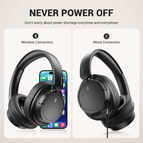 SuperEQ V16 Hi-Res Over Ear Headset Bluetooth 5.3  With Mic Bass/Pop Mode Foldable